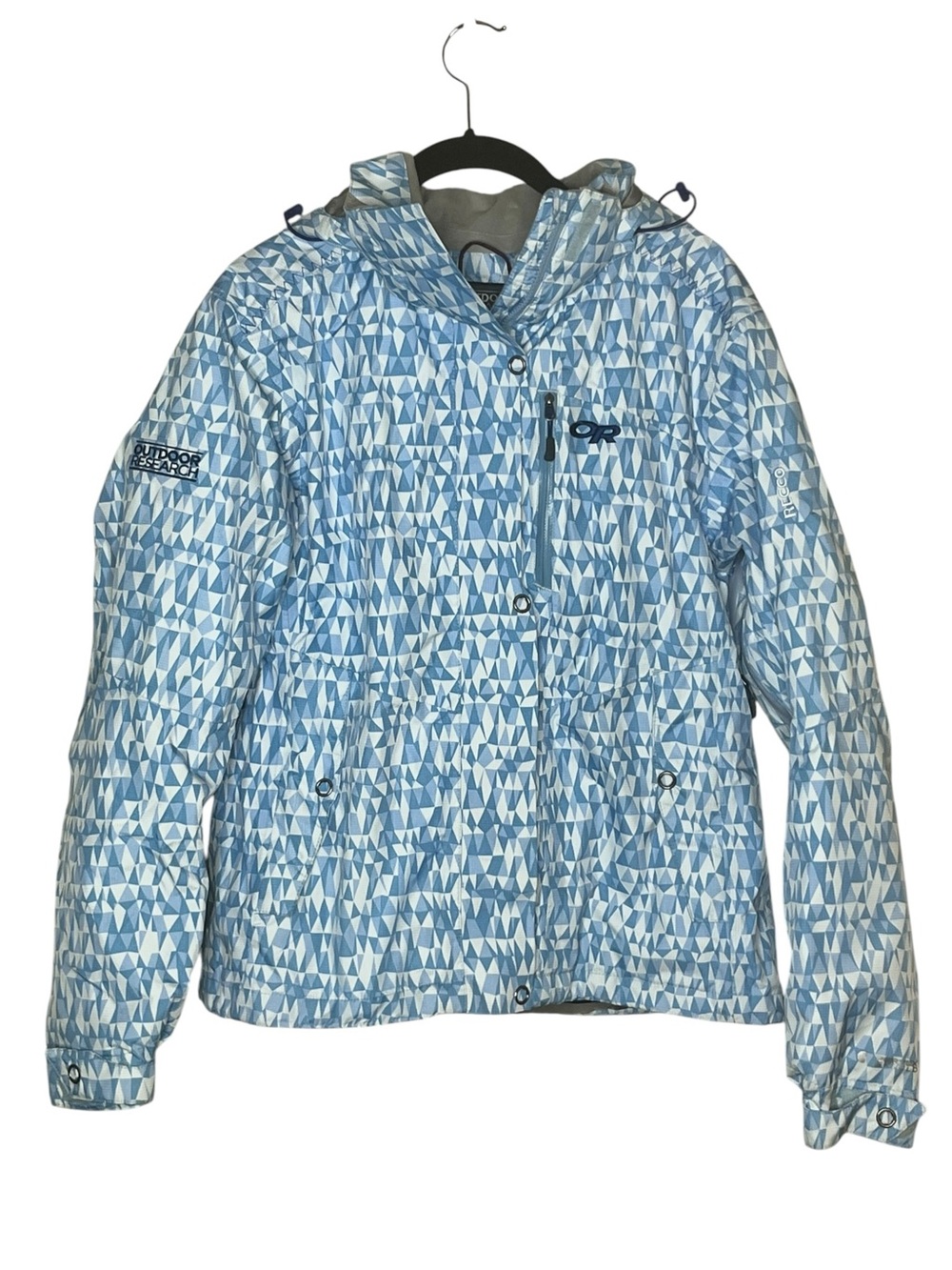 OUTDOOR RESEARCH Blue/White Geometric Pattern Ski Jacket